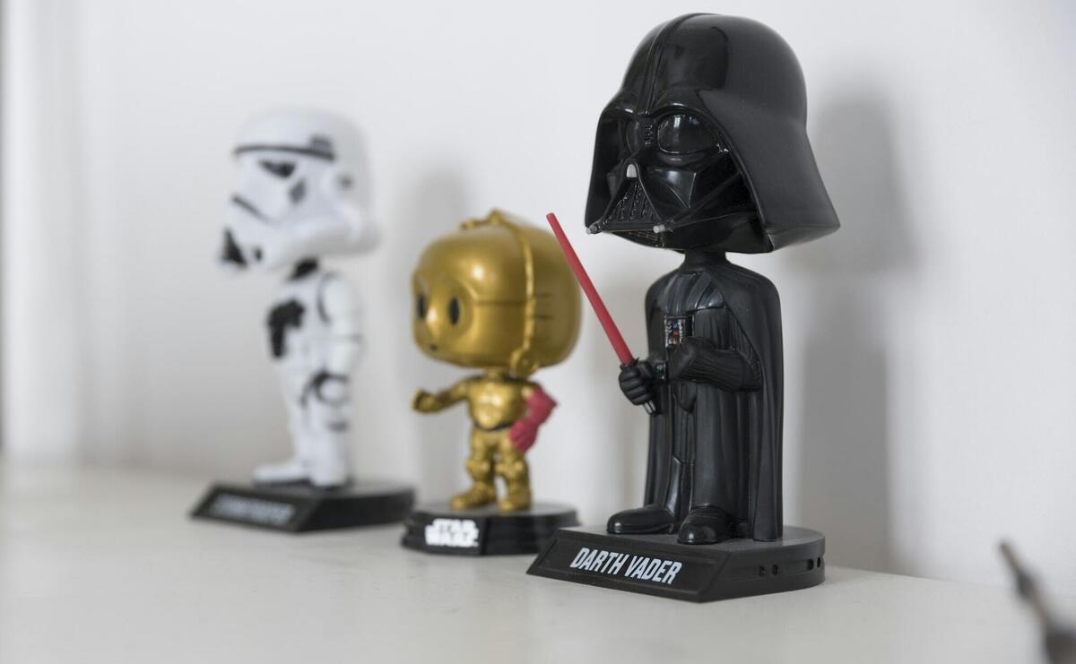 Star wars Darth Vader. Stormtrooper, and C-P30 bobbleheads beside each other