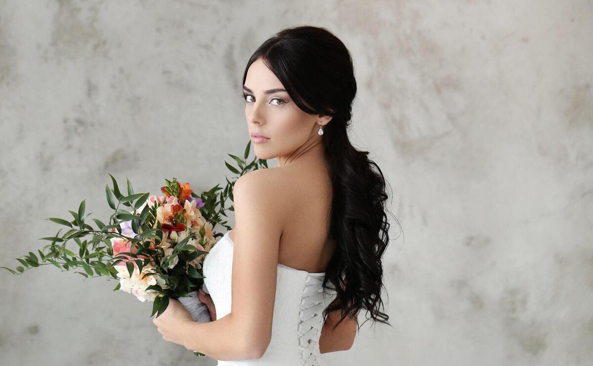 Beautiful bride with white dress