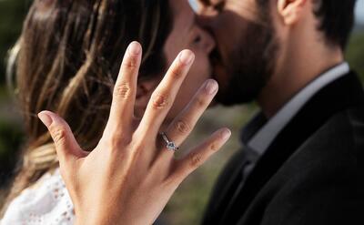 Couple celebrating engagement together