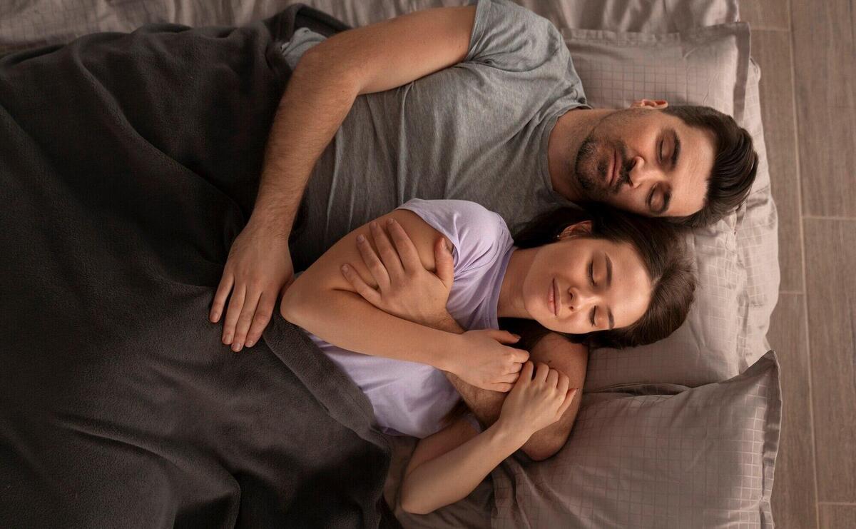 Romantic couple celebrating valentine's day together at home