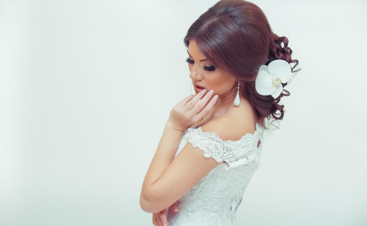 Beautiful bride on a white background