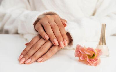 Healthy beautiful manicure flowers and polish