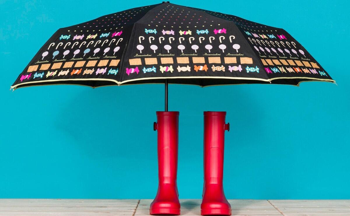 Water boots with decorative umbrella