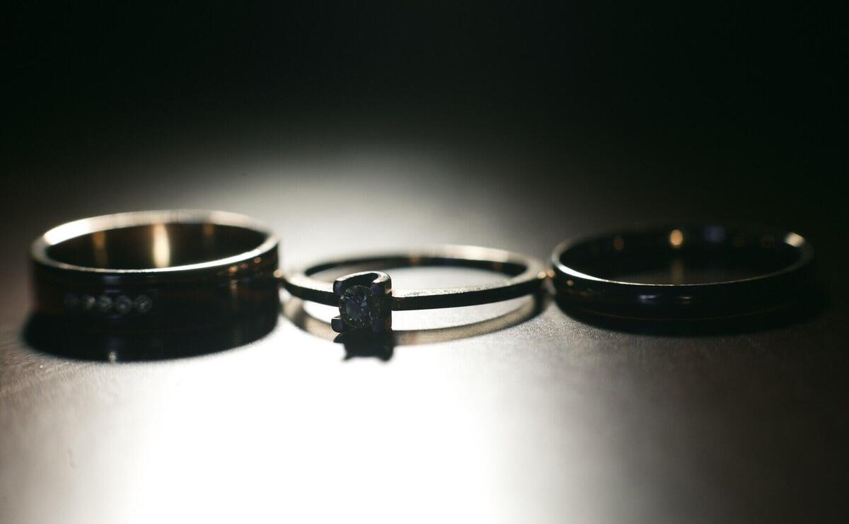 Three nice wedding rings. Closeup