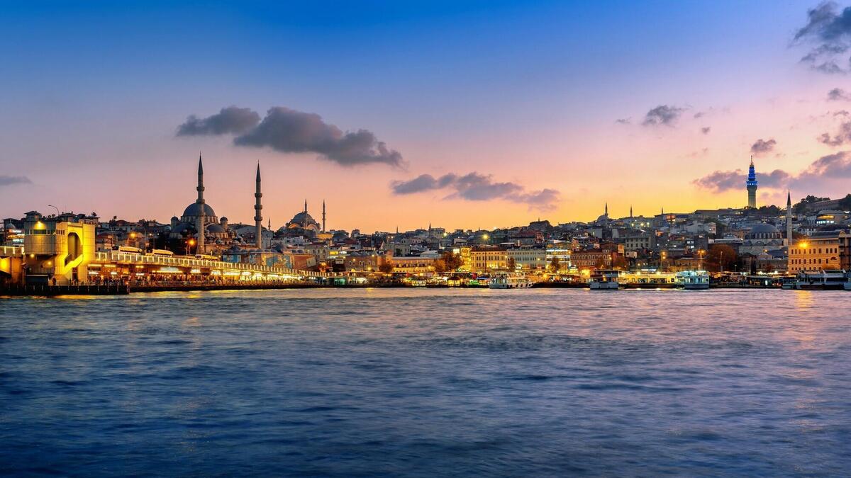 Panoramic of Istanbul city at twilight in Turkey